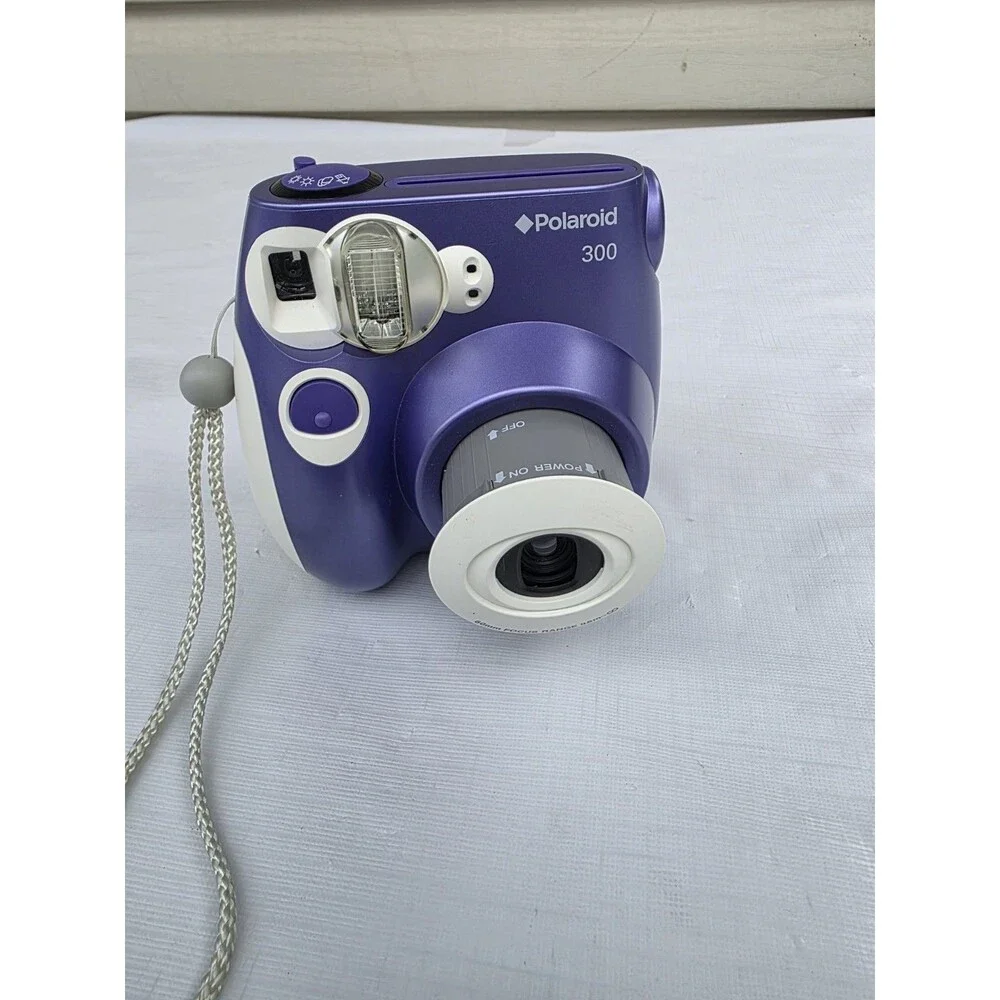 Polaroid 300 Instant Film Camera Purple & White TESTED & WORKING